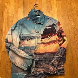 Rare Hudson Colorful Denim Jacket with Sunset Print